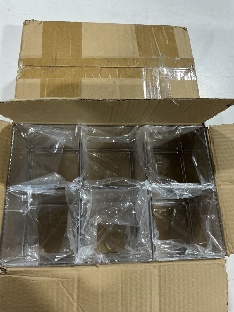 Condition photo showing Good Condition for 12 pcs clear square vases acrylic for centerpieces-4'' x 4'' cube square flower vase bulk, plastic vases container for flowers centerpieces office home table wedding floral plant