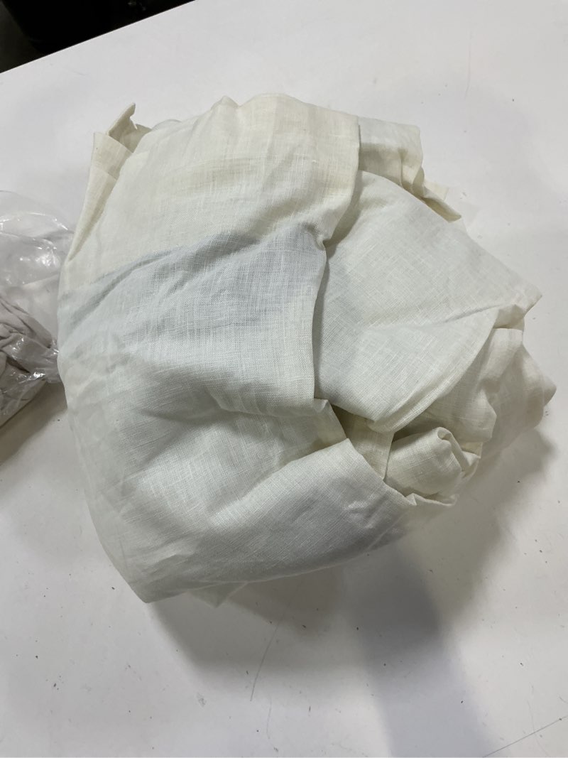 Condition photo showing As Is for quince european linen room darkening curtain - single panel, 48x96, ivory