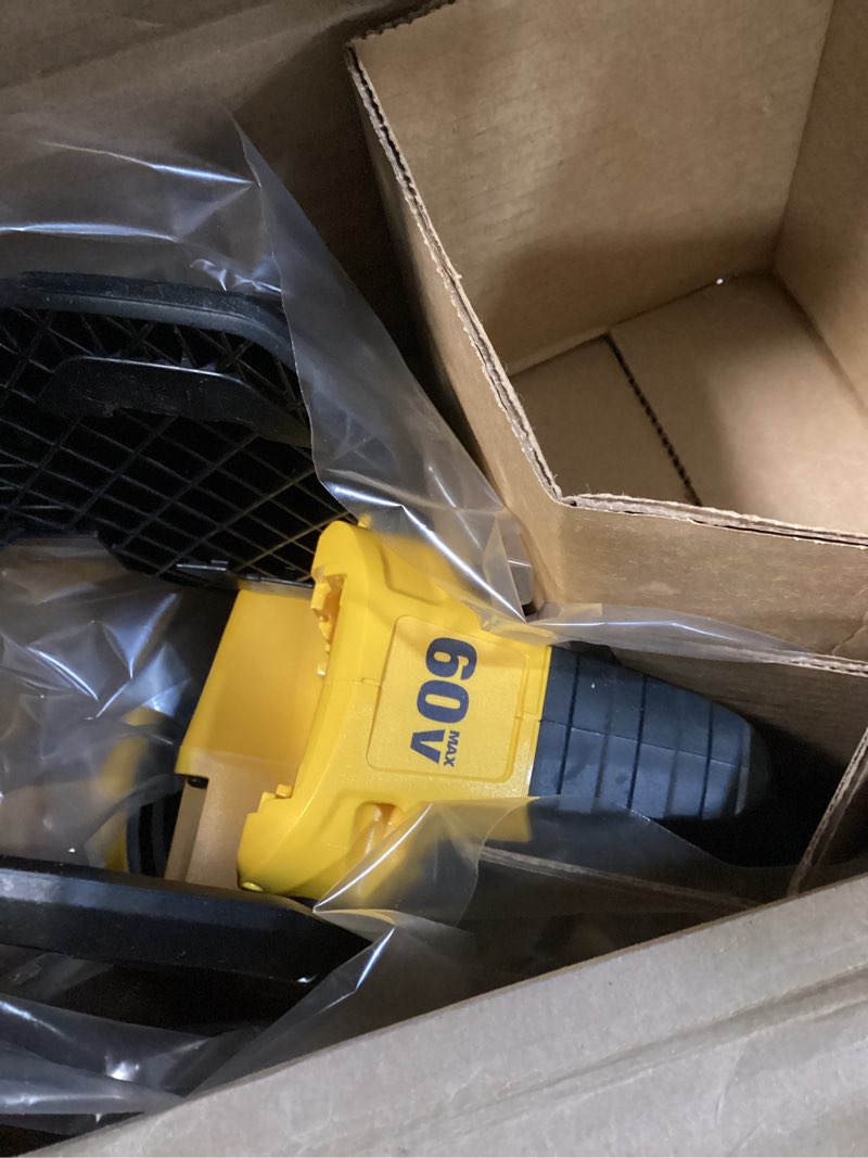 Condition photo showing As Is for dewalt 60v max* flexvolt leaf blower, cordless, handheld, 125-mph, 600-cfm, tool only (dcbl772b)