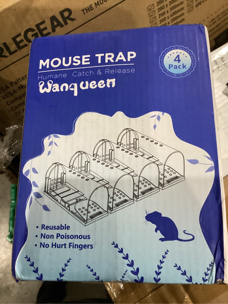 Condition photo showing New/Like New for 4 Pcs Humane Mouse Traps No Kill, Live Mouse Traps Indoor for Home, Reusable Mice Small Rat Trap Catcher for House & Outdoors(Clear) 02-Clear