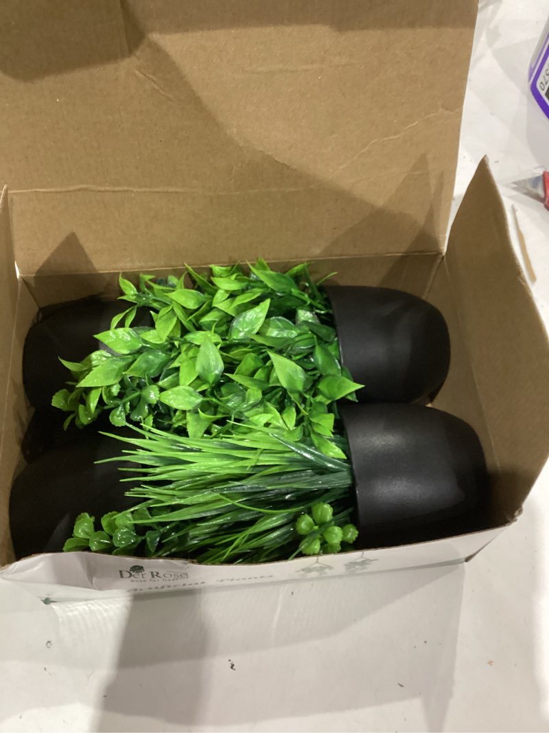Condition photo showing Good Condition for der rose fake plants 4 packs artificial plants small faux plants black bathroom accessories for halloween bathroom home kitchen coffee table office desk decor indoor green 4