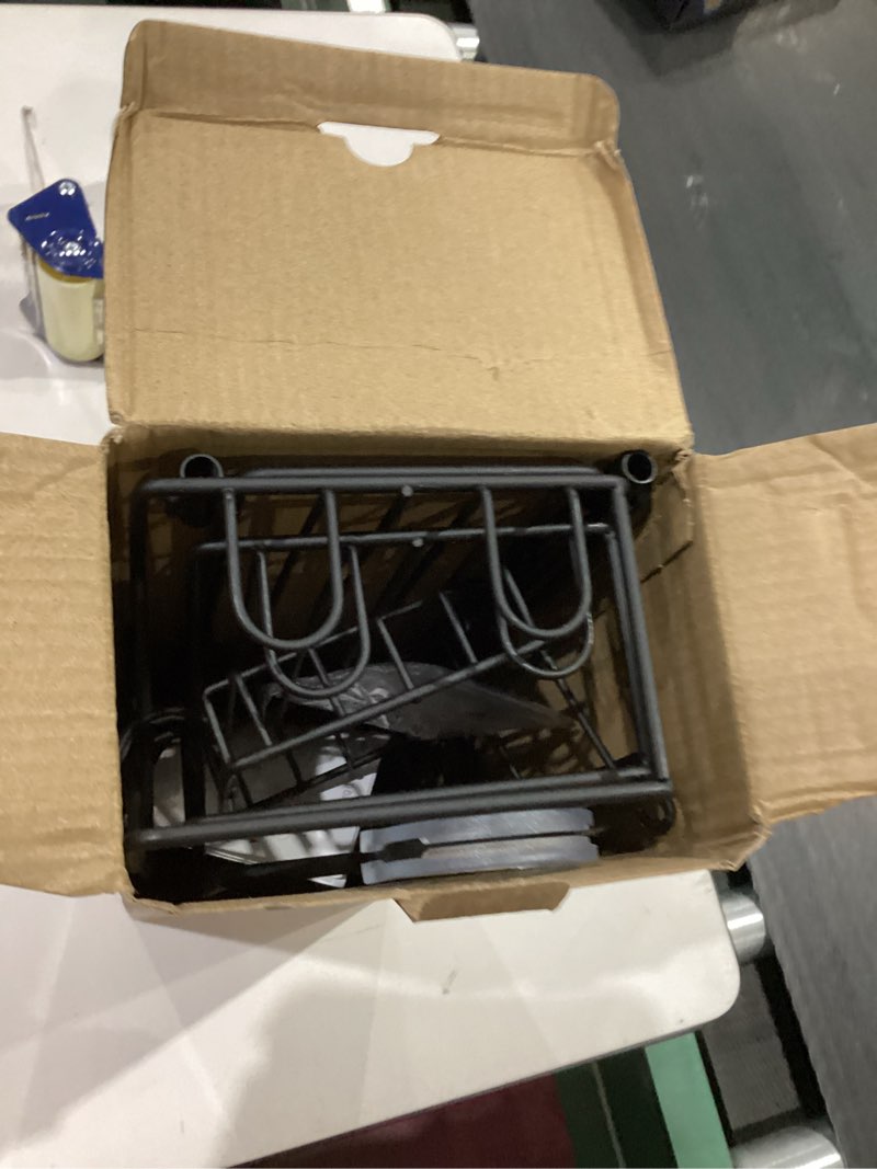 Condition photo showing As Is for adjustable height shower caddy hanging for handheld shower heads, shower racks with soap holder 8 hooks, no-drilling, anti-swing, bathroom storage shower organizer