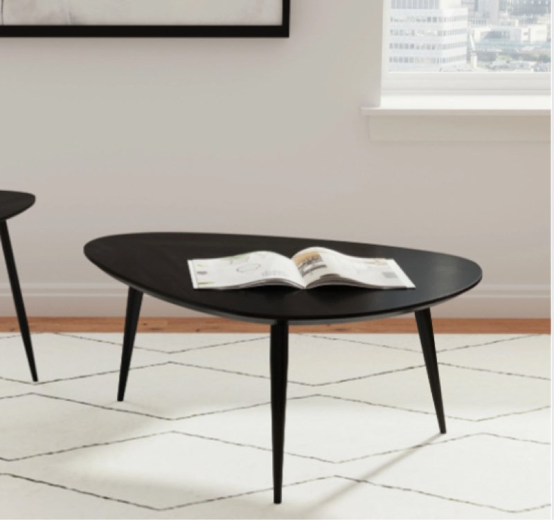 Muneo Triangular Solid Wood Coffee Table Black