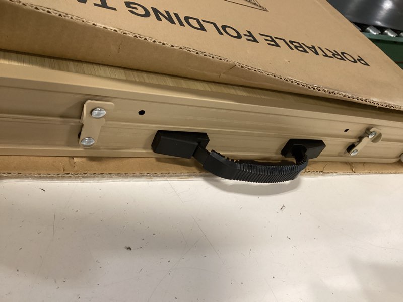 Condition photo showing Good Condition for folding table 3ft camping table 2 adjustable height lightweight portable aluminum mini foldable for picnic beach indoor outdoor, yellow high-grade yellow 35.7" x 23.7"(2 height)