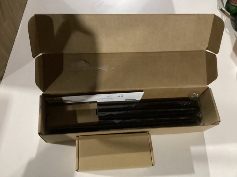 Condition photo showing New/Like New for Black Curtain Rod 32 to 58 Inch (2.6-4.8 ft), USFOOK 7/8 Curtain Rods for Windows 20 to 54 Inch, Telescoping Splicing Drapery Rods with Twisted Cage Finials 32-58" Black