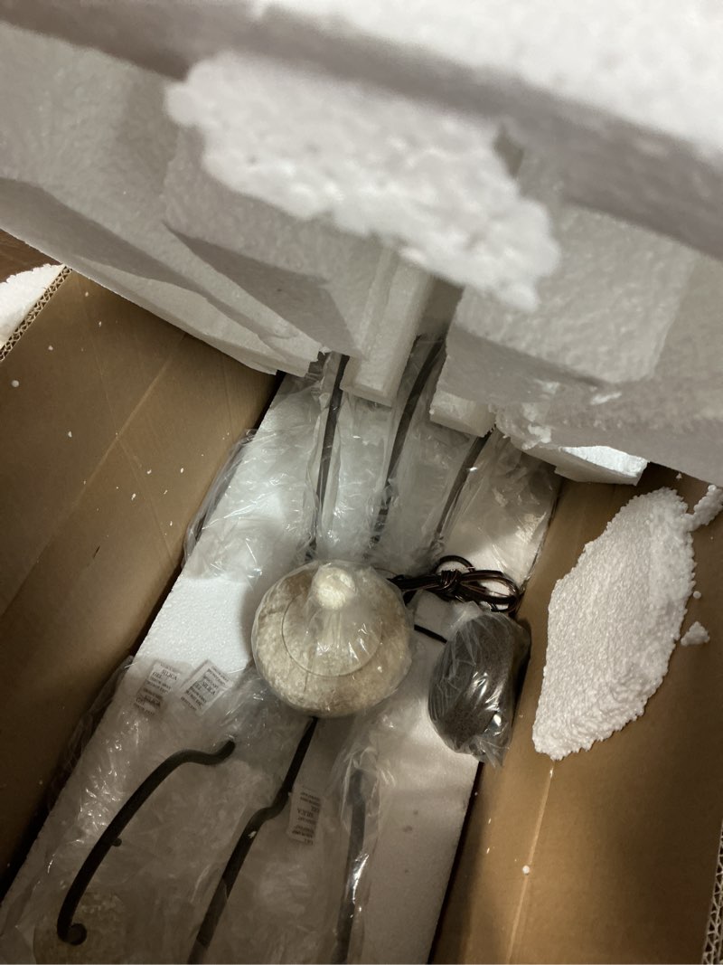 Condition photo showing Good Condition for Vintage Bird French Country Chandelier Rustic Wooden Beaded Farmhouse Chandelier for Living Room Wood Lighting Fixtures 6-Light