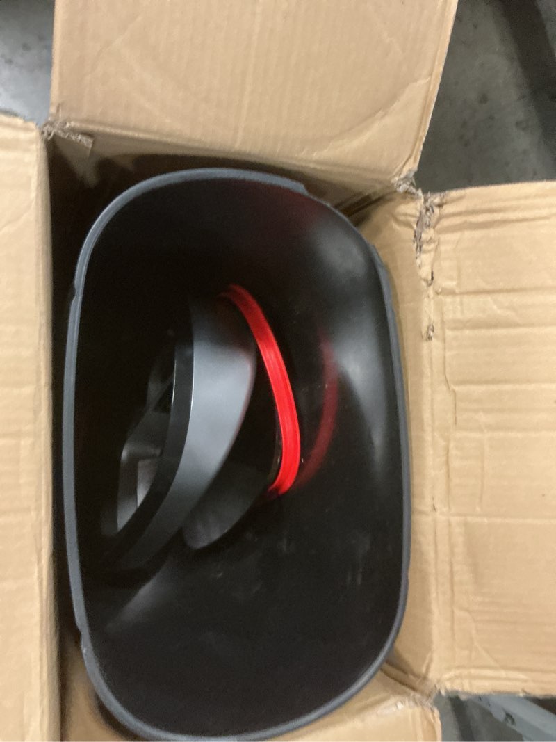 Condition photo showing As Is for iTouchless 13 Gallon Sensor Kitchen Trash Can with Lid and Odor Filter, Dent-Proof Durable Garbage Bin Automatic Waste Basket Great for Home, Office, Business, Slim Space-Saving, Oval, Black Plastic