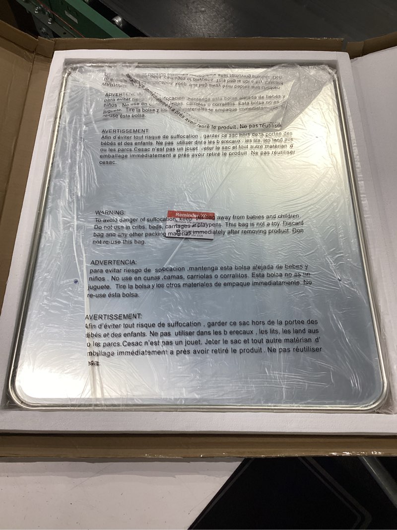 tetote brushed nickel bathroom mirror 24 x 30 beveled edge tempered glass, rounded corner rectangle 