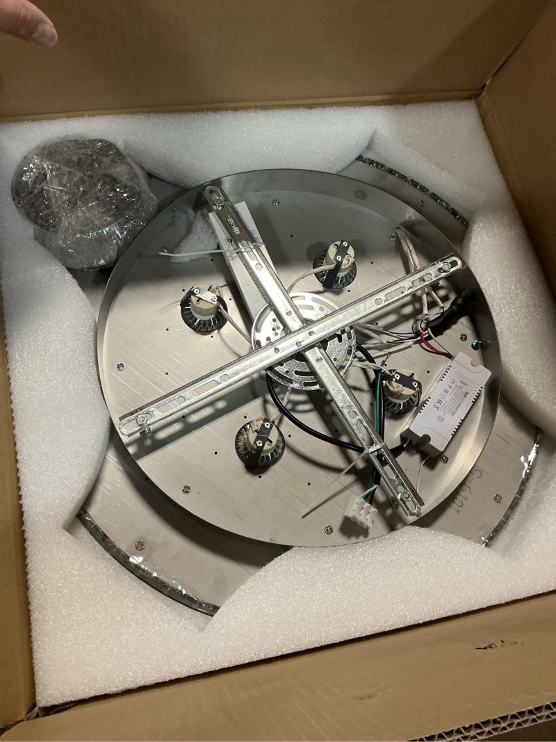 Condition photo showing Good Condition for modern crystal chandeliers for dining room led light fixture close to ceiling chandelier flush mount ceiling light dimmable lamp with remote for living room bedroom hallway 2700k 6000k silver 19.7" width