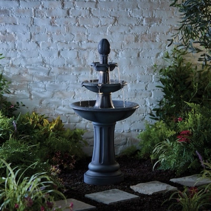  allen + roth 46-in h plastic electric powered tiered outdoor fountain pump included