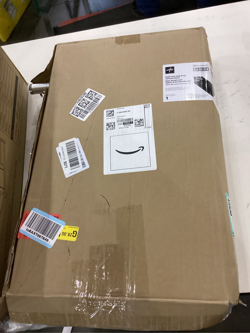 Condition photo showing New/Like New for Medline Backless Shower Chair with Arms - 350 lb. capacity, Bench, Stool, Seat for Elderly, Seniors Independent Adult and Disabled Adults