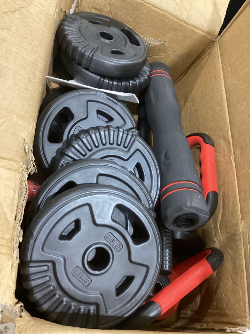 Condition photo showing As Is for adjustable dumbbell set, 22/33/45/70/90lbs free weight set with connector, 5-in-1 dumbbell set for barbells, kettlebells, push up stand, weight plate, fitness exercises for home gym suitable men/women