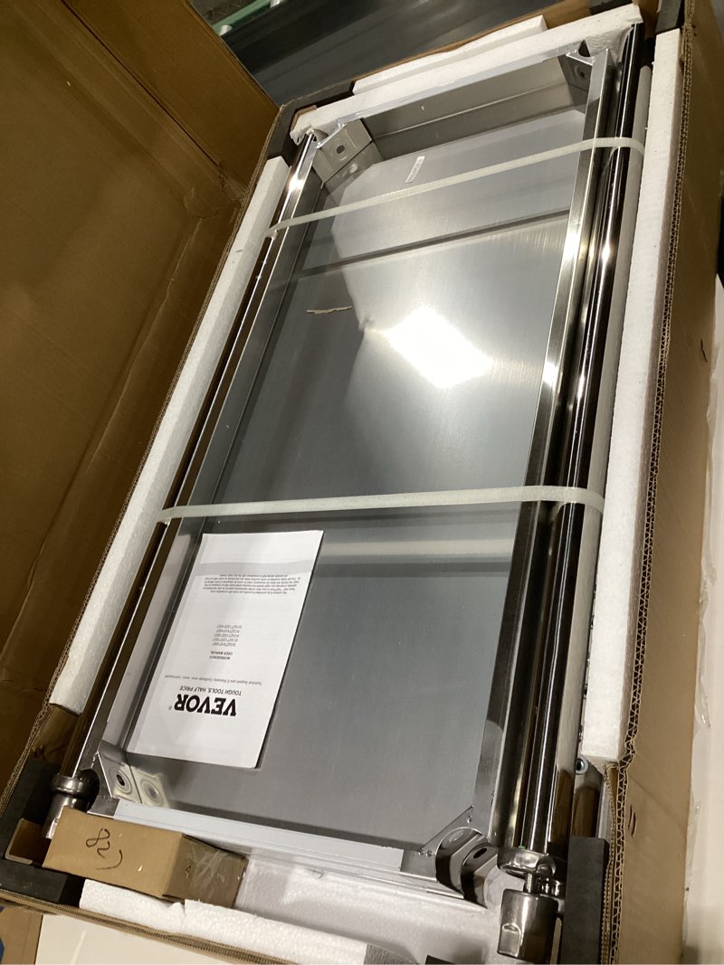 Condition photo showing Good Condition for VEVOR Stainless Steel Food Prep Table, 18 x 36 x 34 Inch Commercial Kitchen Worktable, with 2 Adjustable Undershelf, Heavy Duty Prep Table Metal Work Table for BBQ, Kitchen, Home, and Garage