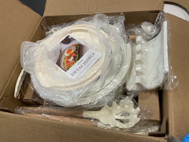 Condition photo showing New/Like New for kikcoin ceramic cookware set non stick pots and pans set with detachable handle - 25 pack stackable cooking set for rv kitchen - induction ready - dishwasher and oven safe cream 25 pack