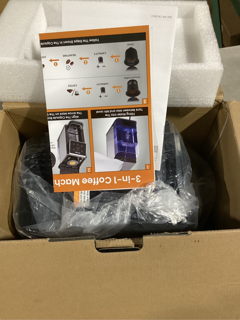 Condition photo showing New/Like New for AIRMSEN Grind & Brew Coffee Maker with Built-in Grinder (2026 Model) - Single-Serve, Compatible with K-Cup Pods & Ground, 1000W Fast 6-14oz Brewer, Descaling Alert, Touchscreen & 50oz Removable Tank