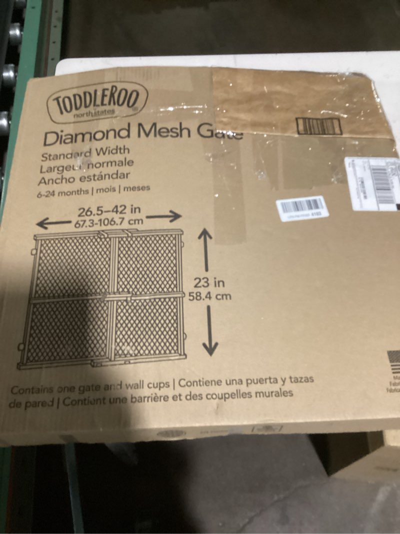 Condition photo showing Good Condition for toddleroo by north states - diamond mesh wooden baby gate: pressure mounted baby gate for doorways - adjustable 26.5 to 42 inches wide - 23 inches tall
