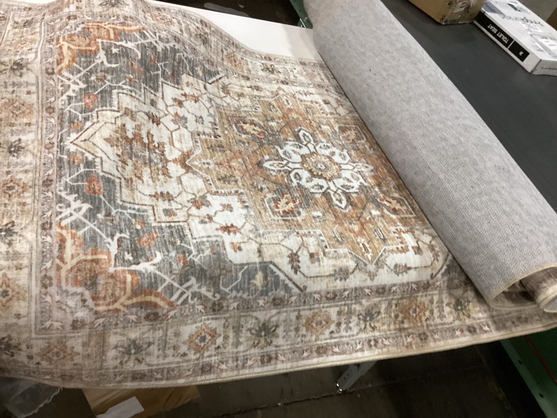 Condition photo showing Good Condition for Madane Hallway Runner Rug 2'6''x16' Kitchen Runner - Non Slip Vintage Runners for Hallways Washable Soft Low Pile 2.5x16 ft Rug Runner for Laundry Room, Entryway and Bedroom, Turmeric/Grey Turmeric/Grey 2'6" x 16' (Runner)