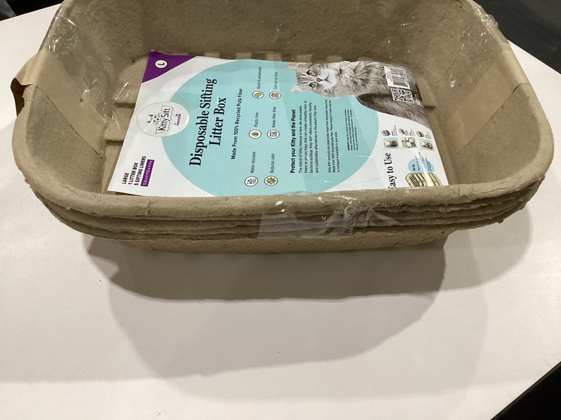 Condition photo showing New/Like New for Kitty Sift (Set of 1 Litter Box & 5 Sifting Liners) Disposable Sifting Cat Litter Box Large, 6 Count, Durable and Portable for Travel and Home Odor Control (Large) Litter Box Sifting Kit 6 Piece Set