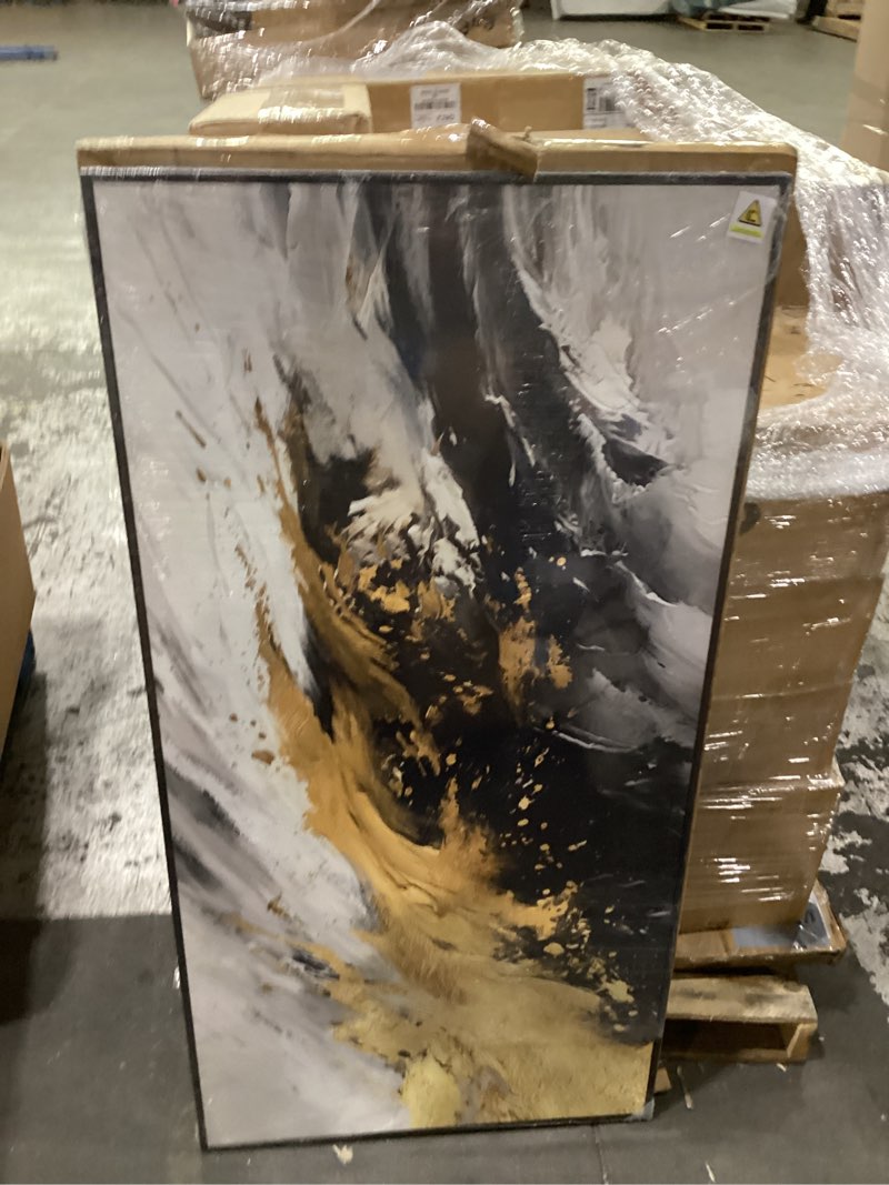 Condition photo showing New/Like New for large framed black and white gold abstract wall art, modern vertical canvas prints paintings artwork for walls, contemporary pictures wall decor for hallway living room dining room entryway, 30x60 in 60"l x 30"w black & white gold b