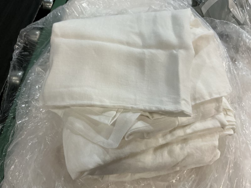 Condition photo showing As Is for quince european linen sheet set, king, white 3pcs
