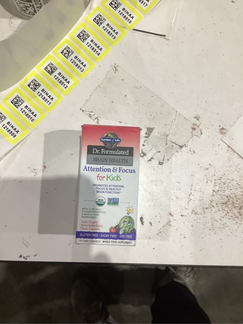 Condition photo showing As Is for Garden of Life Dr. Formulated Attention and Focus for Kids, Supplement Promotes Healthy Brain Functi