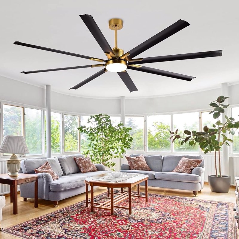 Modern 60'' Black And Gold Ceiling Fan With LED Lights And Remote Control