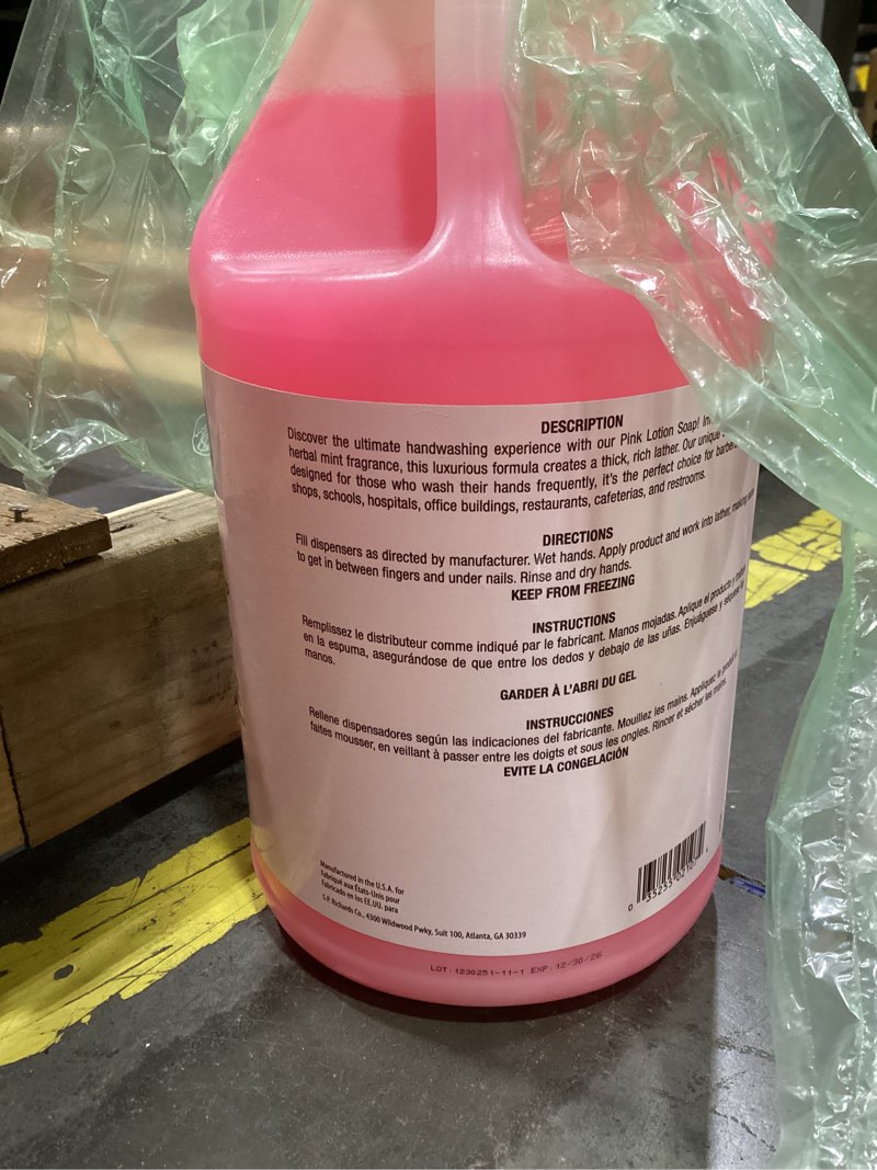 Condition photo showing Good Condition for genuine joe pink lotion hand soap refill, rich lather, 1 gallon, 4 count