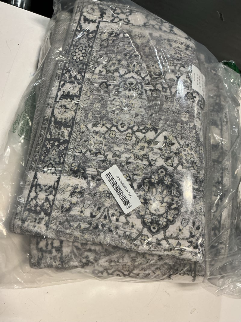 Condition photo showing Good Condition for granny says boho kitchen rug sets of 3, non slip washable faux wool kitchen mats for floor, thick soft anti-fatigue comfort standing mat runner rugs for hallway laundry room, grey grey 1'8" x 4'11" (20" x 59" + 20" x 48" + 20" x 32")