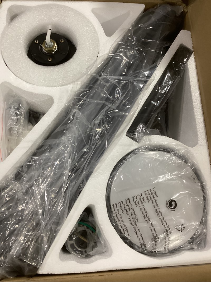 Condition photo showing New/Like New for Black Ceiling Fan with Light: 42-Inch Ceiling Fan 3 Blades Low Profile Outdoor - Modern Ceiling Fans with Remote APP Control Quiet Reversible DC Motor for Patio Living Room black 42 Inch - with light