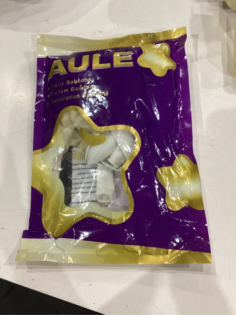 Condition photo showing As Is for aule party balloons pack of 42-12in white confetti balloons & white latex balloons and 64ft ribbons - 12 inches balloons decorations set