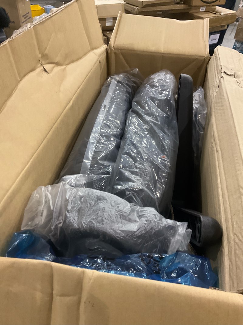 Condition photo showing New/Like New for Amazon Basics Office Computer Task Desk Chair with Padded Armrests, Mid-Back, Adjustable, 360 Swivel, Rolling, 275 Pound Capacity, 24.2"D x 24"W x 34.8"H, Black Faux Leather