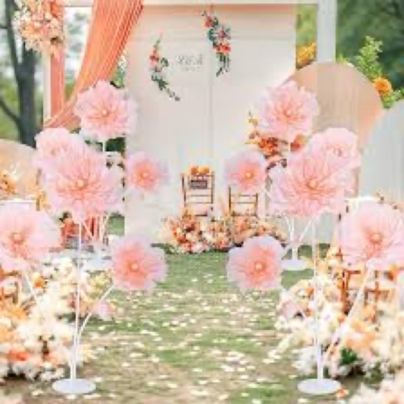 B-COOL Artificial Giant Flowers for Wedding Decoration: Champagne Huge Flowers 5.58 ft Large Silk Fl