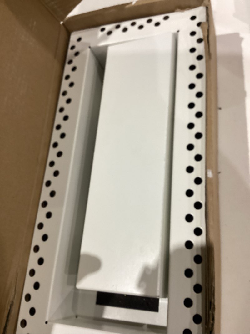 Condition photo showing As Is for Flush Wall Vent Cover 4x10 Inch for Drywall Vent, Metal Wall-Mounted Air Register Grille, Easy Install, Paintable, (White, 1 Pcs, No Manual Damper) 4x10 White