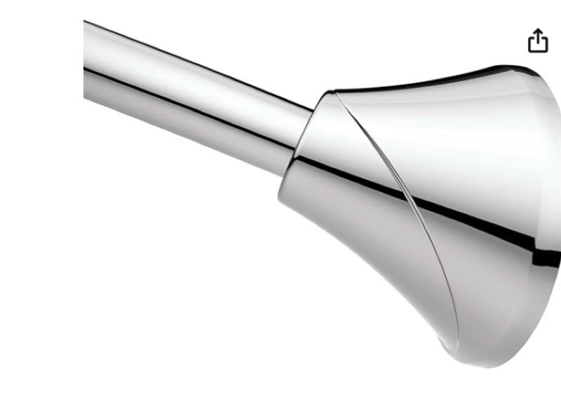 moen curved adjustable spring tension no drill shower curtain rod for bathroom, chrome finish, csr2172ch chrome curtain rod