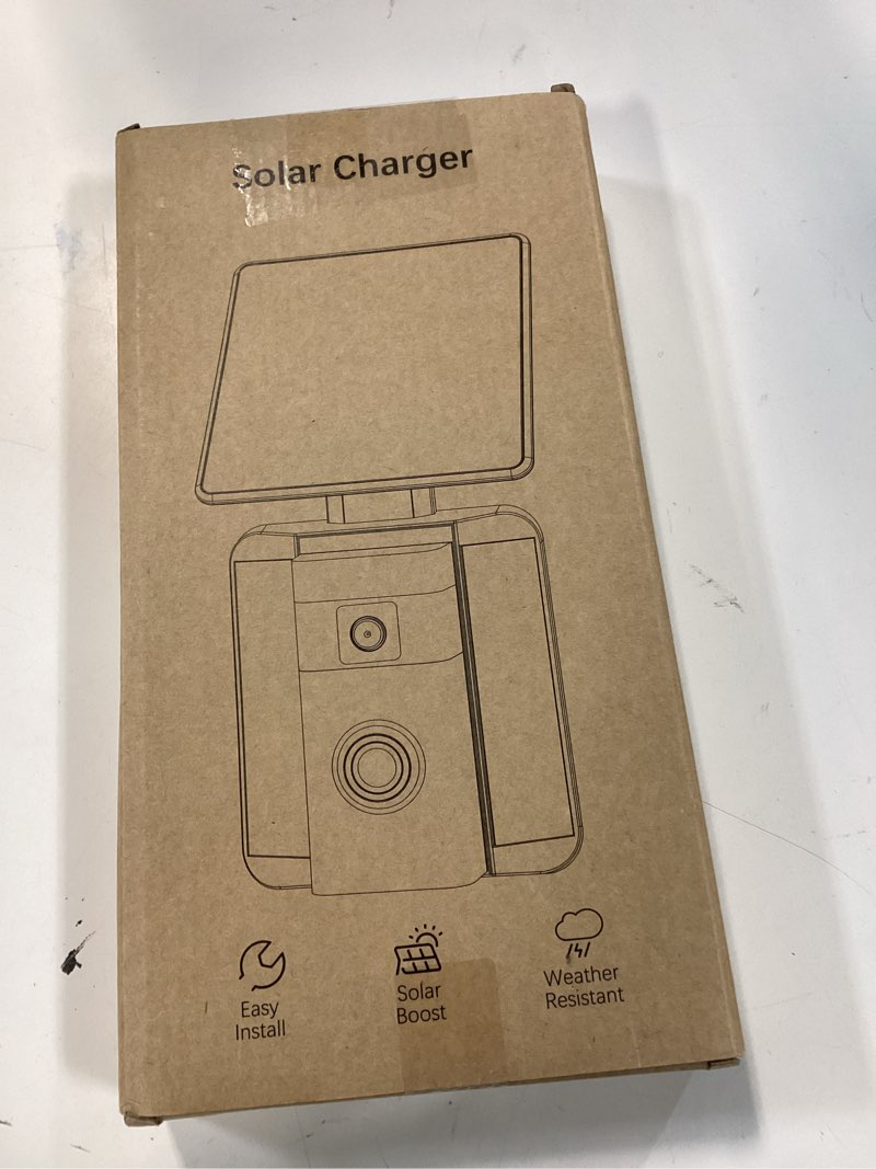 Condition photo showing New/Like New for qibox solar charger only compatible with battery doorbell (usb-c port) waterproof continuously solar panel, adjustable panel, not for micro usb or other plug-type doorbells usb-c port only