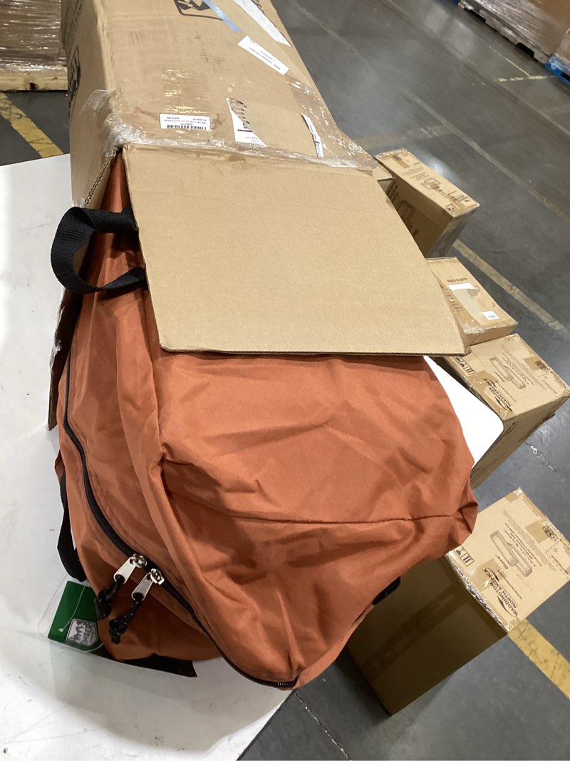 Condition photo showing Good Condition for timber ridge 5-9 person suv tent with screen porch and awning for family camping, weather resistant and portable van or car tent, includes rainfly and storage bag, 13' w x 10' l x 7.1' h orange 5-9 person
