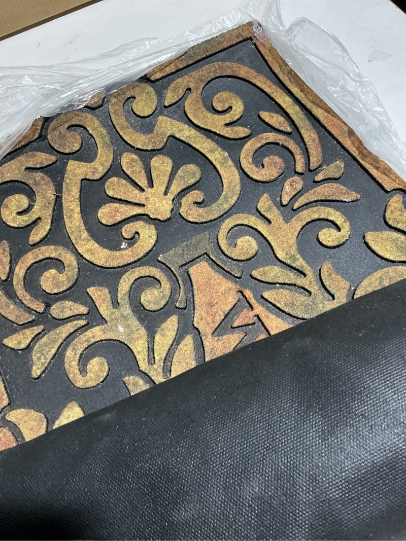 Condition photo showing As Is for Large 47"x22" Heavy Duty Welcome Mat Outdoor with Non-Slip Rubber Backing - Durable Outdoor Door Mat for Front Door Entrance, Garage, Patio & High Traffic Areas?Welcome - Style2? Large Welcome - Style1
