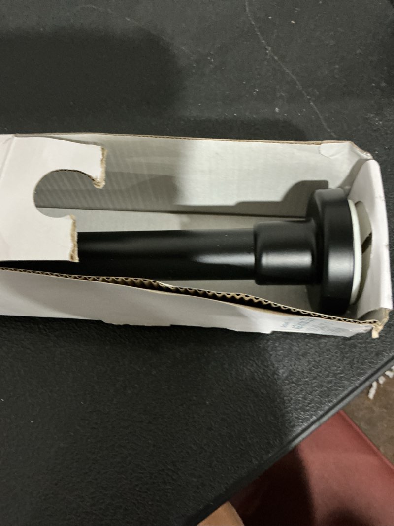 Condition photo showing As Is for origin 21 42-in to 72-in matte black tension single straight adjustable shower curtain rod
