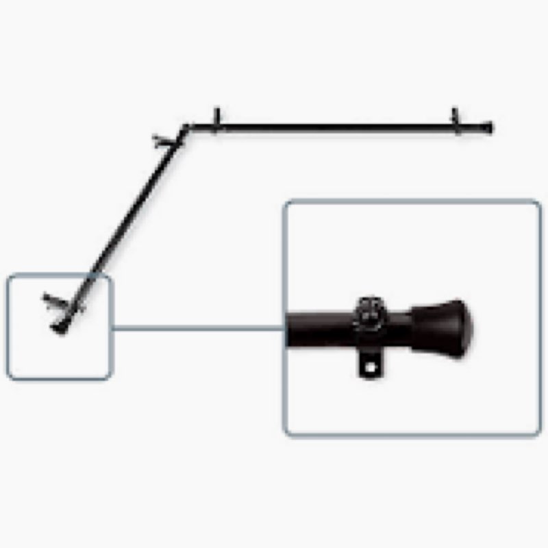 (Pack of 2)) Rod Desyne 13/16\" Ornament Corner Window Rod, 66-120 inch, Black