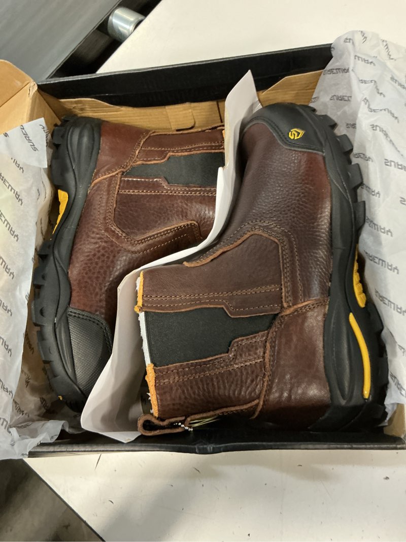 Condition photo showing New/Like New for sureway mens slip on chelsea work boots for men,extremely comfortable,thicker genuine leather,superior oil/slip resistant rubber sole 8.5 dk brown