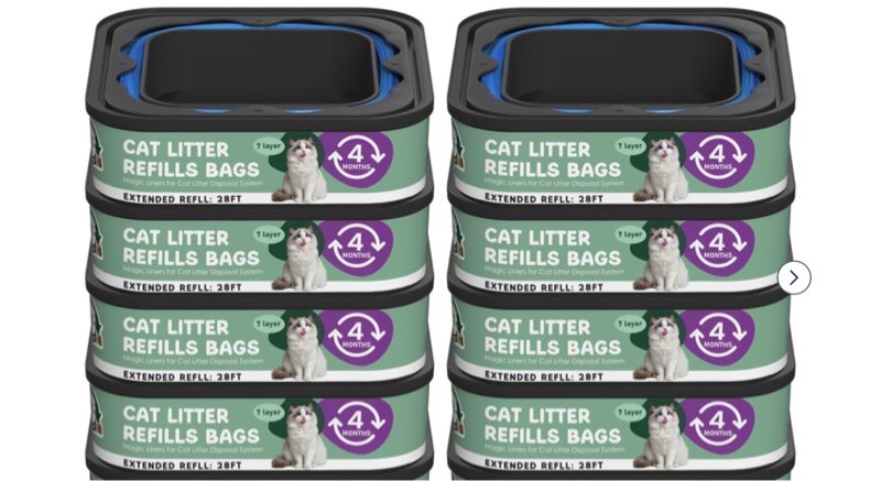 Jumbo Cat Litter Refill Bags Cartridge 28FT 8 Pack, Compatible with Litter Cat Genie Standard, Plus,