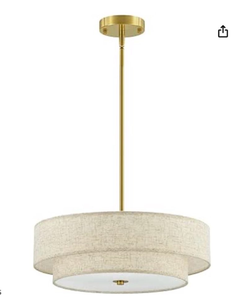 VONLUCE Modern Chandeliers, 18" Drum Chandeliers with 2-Layer Fabric Shade, 4-Light Pendant Light Fi