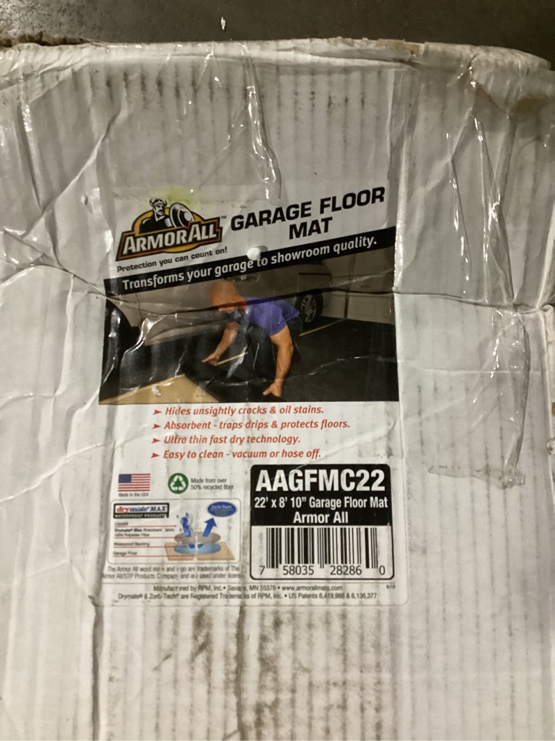 Condition photo showing Good Condition for Armor All Jumbo XXL Garage Floor Mat (22' x 8'10"), Waterproof Garage Flooring, Absorbent, Premium Oil Spill Resistant Garage Pad, Durable, Protects Surfaces (Includes Double Sided Tape) (USA Made) 8'10" x 22' (Rectangular)