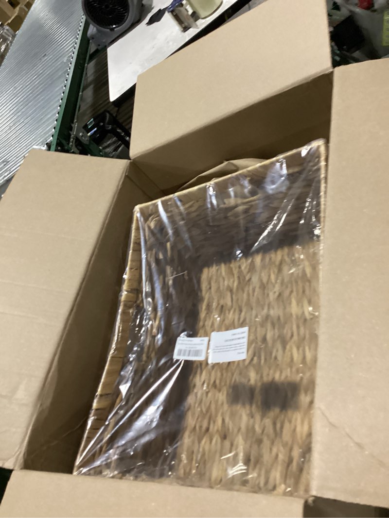 Condition photo showing New/Like New for jumbo wicker basket, rectangular wicker baskets for storage, water hyacinth extra large storage baskets, shelf basket with built-in handles-1 pack natural 16 ½"l x 13"w x 7 ½"h