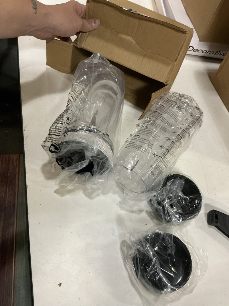 Condition photo showing New/Like New for blender replacement parts compatible with nutri ninja, 5 fins extractor blade, 2×16oz cups with to-go lids, 3×rubber gasket accessories for ninja qb3000/qb3000ssw/qb3004/qb3005/qb3001