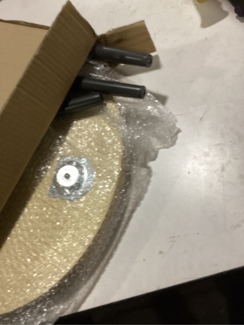 Condition photo showing As Is for LITA Log Desktop Round Side End Table, Nightstand Tables, Indoor Outdoor Round Side Table, Wooden Tray Table with Black Metal Stand End Table for Living Room Bedroom Office Small Spaces (L) Wood-l Large