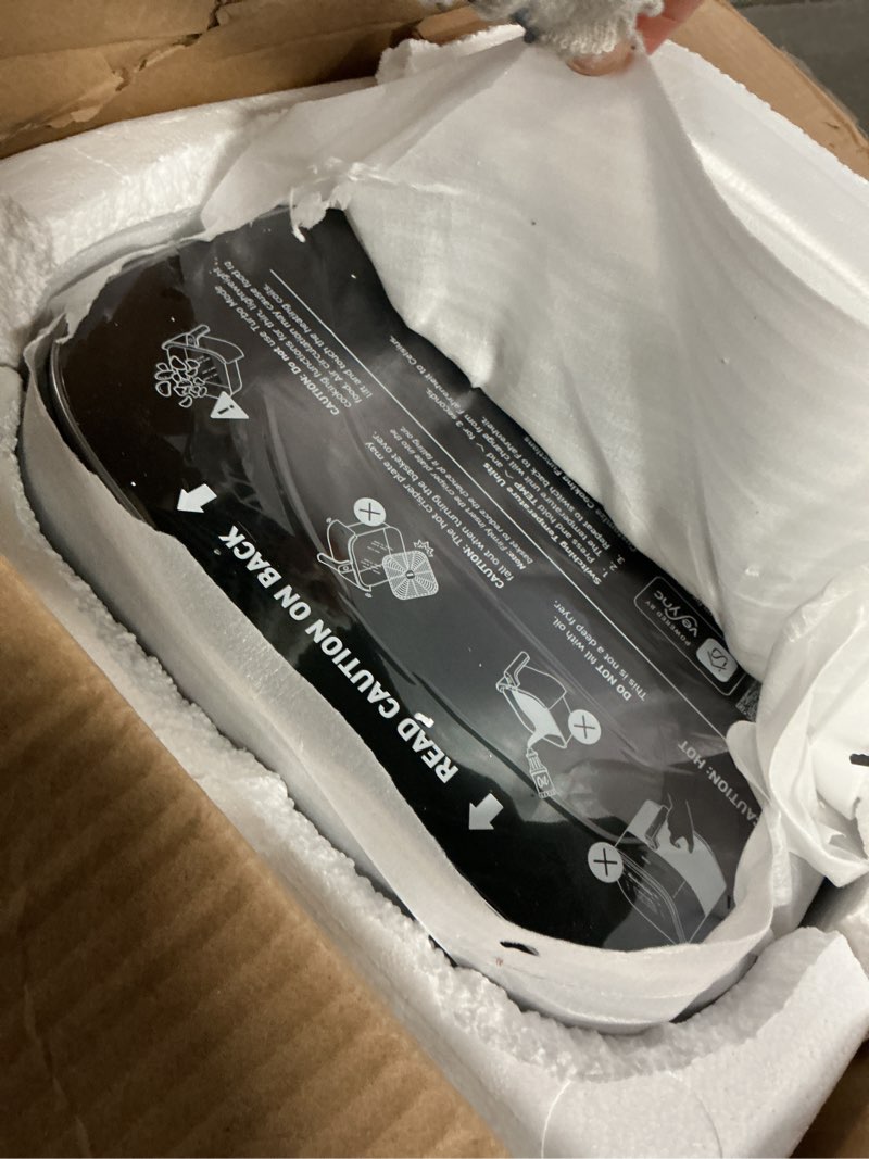 Condition photo showing As Is for cosori 9-in-1 turboblaze air fryer 6 qt, premium ceramic coating, 90°–450°f, precise heating for even results, air fry, roast, bake, broil, dry, frozen, proof, reheat, keep warm, 120v, dark gray dark gray 6qt air fryer