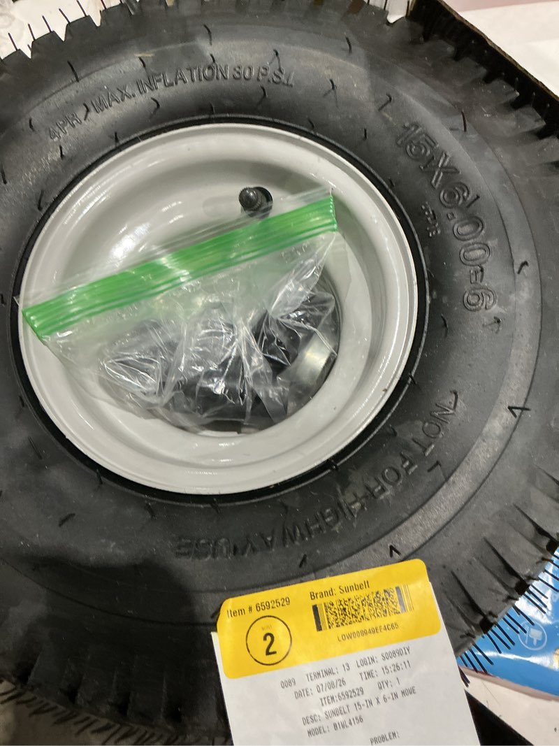 sunbelt 15-in x 6-in-6 in front wheel for riding mower/tractor