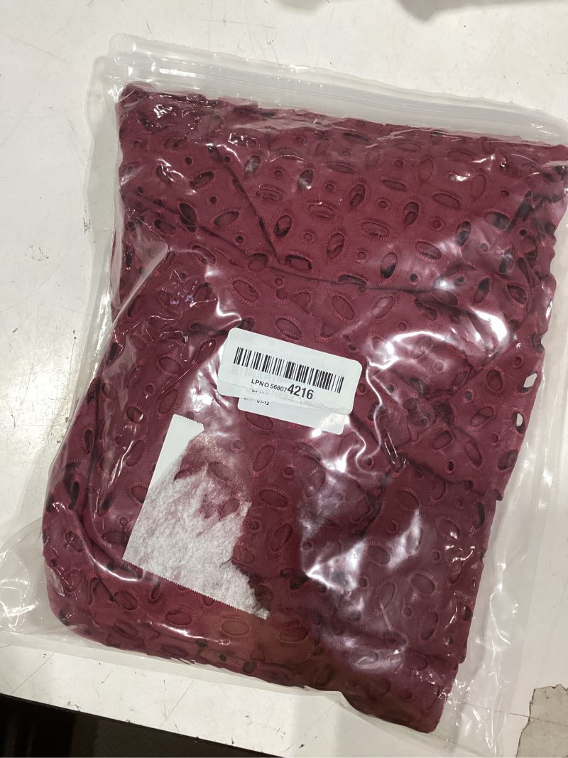 Condition photo showing As Is for rumia womens dresses 2026 summer v neck eyelet lace a line short dress wine red large