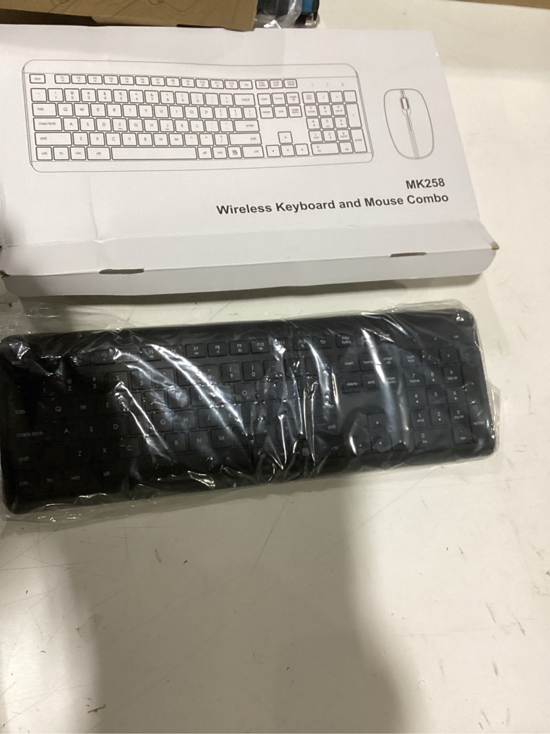 Condition photo showing New/Like New for wireless keyboard and mouse combo, full size silent ergonomic keyboard and mouse, long battery life, optical mouse, 2.4g lag-free cordless mice keyboard for computer, mac, laptop, pc, windows black